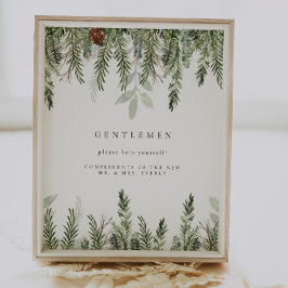 Póster Rótulo de la cesta de baño de la boda de invierno
