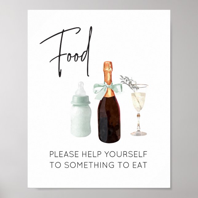 Póster Rótulo de la estación de alimentos para Baby Showe (Frente)