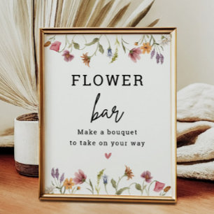 Póster Rótulo de la estación de flores Wildflower Bar