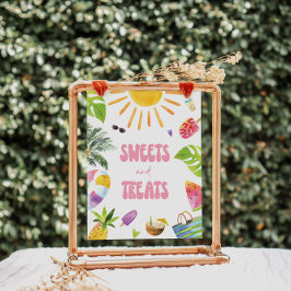 Póster Rótulo de la estación de postres de Sweets and Tra