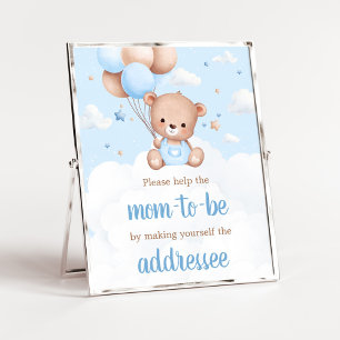 Póster Rótulo de la estación de sobres Baby Shower Blue T
