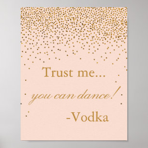 Póster Rótulo de la fiesta de bodas de confetti rosado y