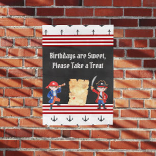 Póster Rótulo de la fiesta de cumpleaños de Cute Pirate