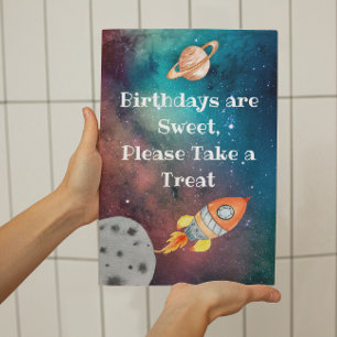 Póster Rótulo de la fiesta de cumpleaños de Galaxy en el 