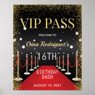 Póster RÓTULO de la fiesta de cumpleaños de la alfombra r