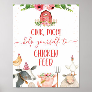 Póster Rótulo de la fiesta de cumpleaños de los animales 