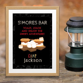 Póster Rótulo de la fiesta de cumpleaños de S'mores Bar C