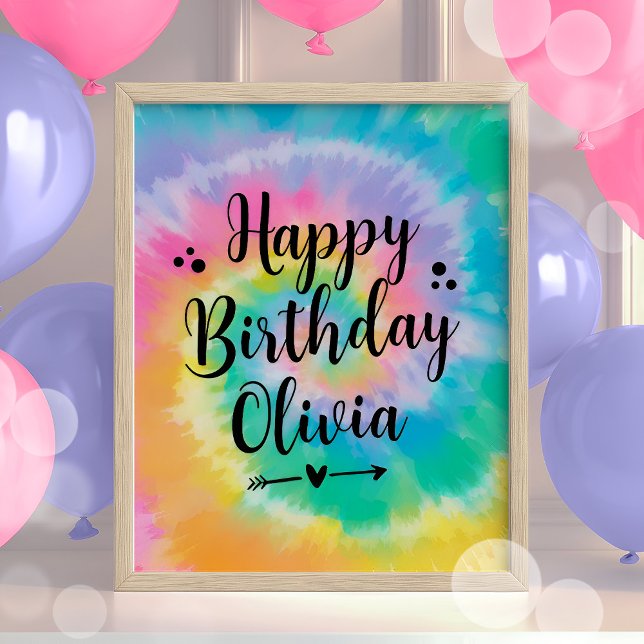 Póster Rótulo de la fiesta de cumpleaños de Tie Dye (Subido por el creador)