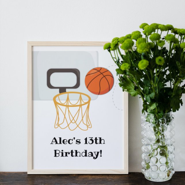 Póster Rótulo de la fiesta de cumpleaños del baloncesto (Subido por el creador)