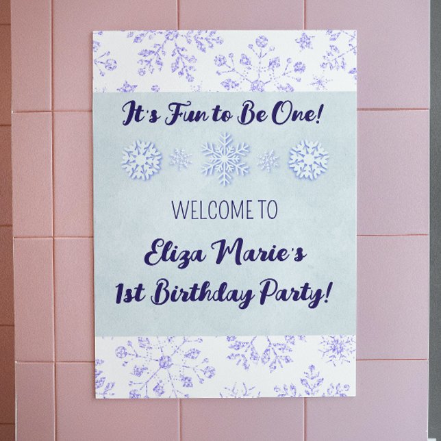 Póster Rótulo de la fiesta de cumpleaños del copo de niev (Subido por el creador)