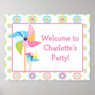 Póster Rótulo de la fiesta de cumpleaños PinWheel