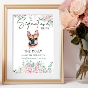 Póster Rótulo de la firma de perro Bulldog francés