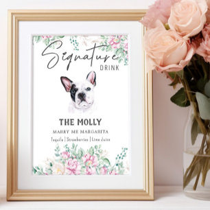 Póster Rótulo de la firma de perro Bulldog francés