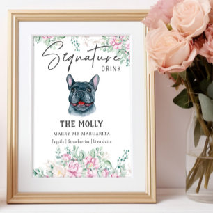 Póster Rótulo de la firma de perro Bulldog francés