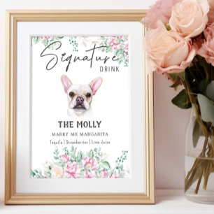 Póster Rótulo de la firma de perro Bulldog francés