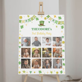 Póster Rótulo de la foto del cumpleaños de un niño afortu