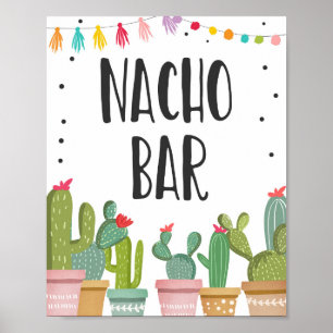 Póster Rótulo de la Mesa de Cactus Fiesta de Nacho Bar