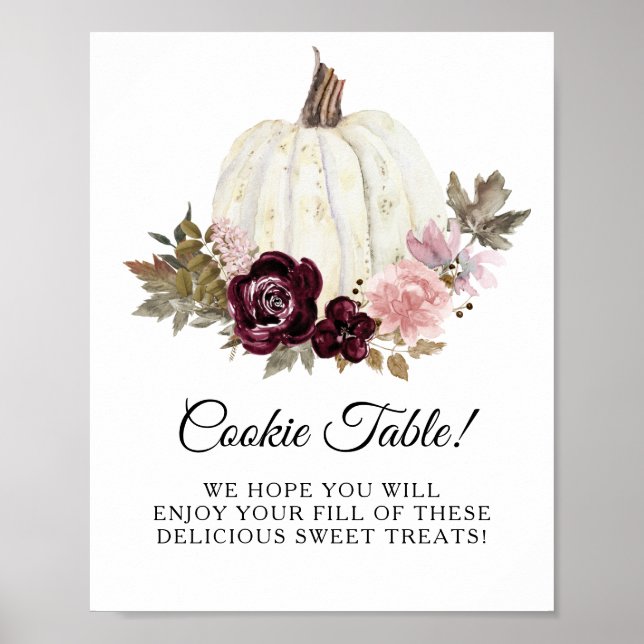 Póster Rótulo de la mesa de cocina de calabaza floral de  (Frente)