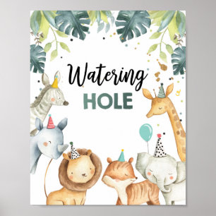 Póster Rótulo de la mesa de cumpleaños de Hole Wild Anima