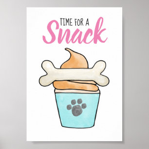 Póster Rótulo de la mesa de Perro Paw-ty - tentempié, tra
