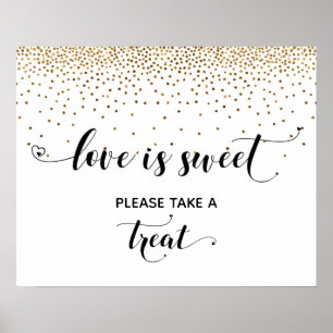 Póster Rótulo de la mesa de postres dulce Heart & Gold Lo