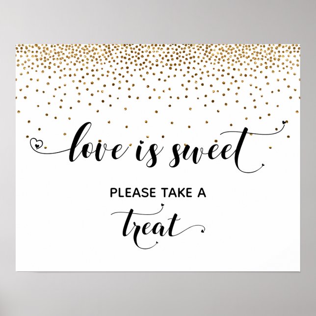 Póster Rótulo de la mesa de postres dulce Heart & Gold Lo (Frente)