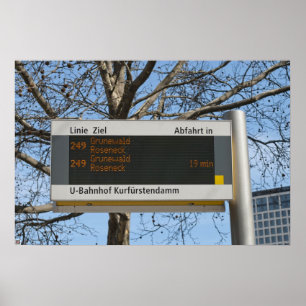 Póster Rótulo de la parada de autobús en Berlín