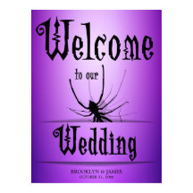 Rótulo de la recepción de bodas de Halloween Araña