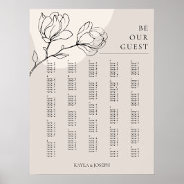 Póster Rótulo de la tabla de asientos alfabéticos de las 