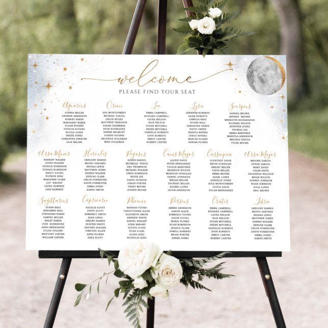 Póster Rótulo de la tabla de asientos celestes de plata y (Subido por el creador)