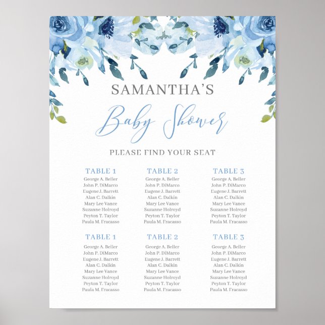 Póster Rótulo de la tabla de asientos de Baby Shower Dust (Frente)