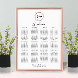 Póster Rótulo de la tabla de asientos del Boda Boho Flora
