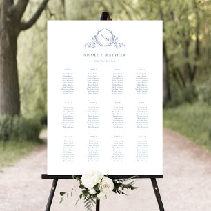 Póster Rótulo de la tabla de asientos del Boda de monogra