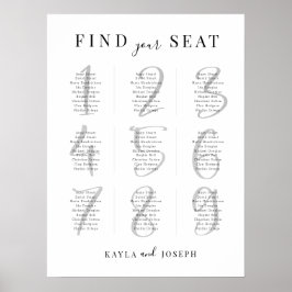 Póster Rótulo de la tabla de asientos del Boda minimalist
