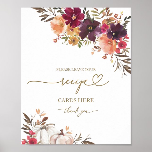 Póster Rótulo de la tarjeta de la receta de la ducha de l (Frente)