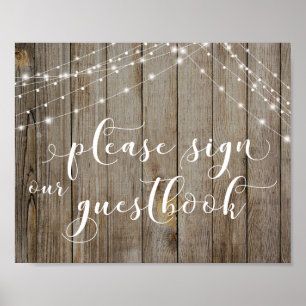 Póster Rótulo de las Luces de Madera Weathered Nuestro Ró