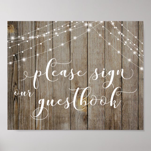 Póster Rótulo de las Luces de Madera Weathered Nuestro Ró (Frente)