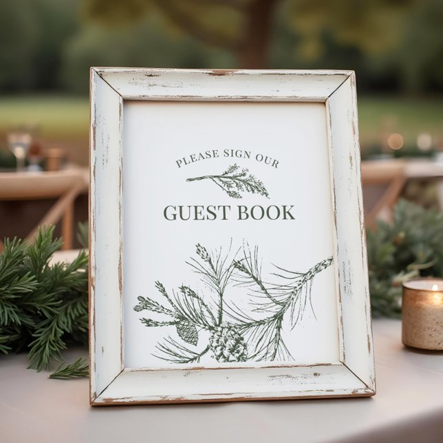Póster Rótulo de libros de Boda de Pino Rústico (Subido por el creador)