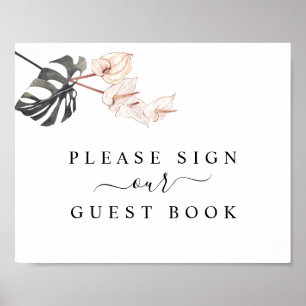 Póster Rótulo de libros de Boda Tropical Calla Lily