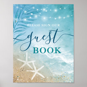 Póster Rótulo de libros de Bodas Blue Verde azulada Water