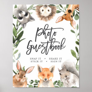 Póster Rótulo de libros de fotos de Woodland Animals Baby