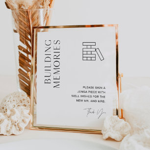 Póster Rótulo de libros de huéspedes HARLOW Boda Jenga