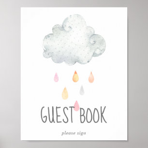 Póster Rótulo de libros de invitados Baby Shower Chica de