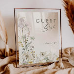 Póster Rótulo de libros para huéspedes con flores silvest<br><div class="desc">Este original cartel de libro de oro de Flor Silvestre Meadow Ivory es perfecto para su simple y elegante boda boho. La vegetación rústica y moderna, acompañada de las minimalistas flores naturales, te ayudará a dar vida a tu visión. Este diseño de flores doradas de bonito, toques de sabio bohemio...</div>