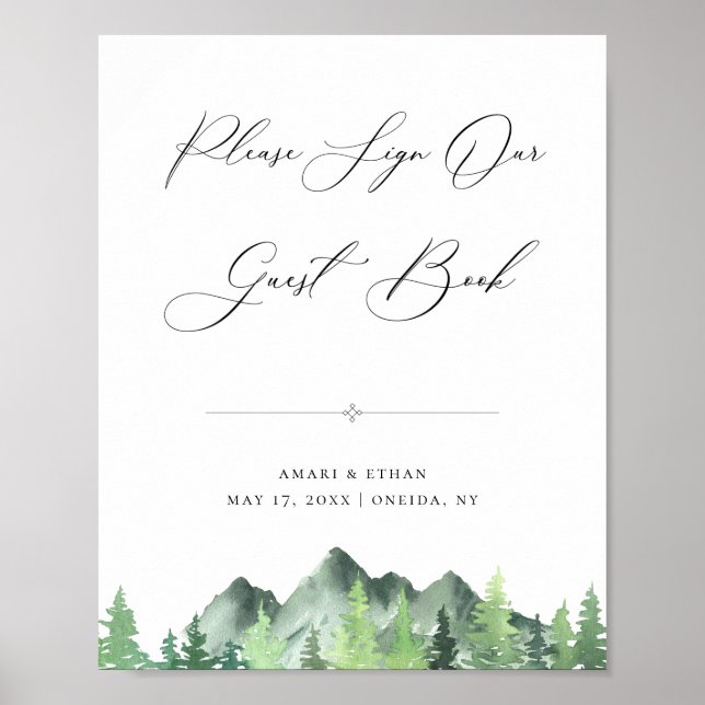 Póster Rótulo de libros para huéspedes de Woodland Forest (Frente)