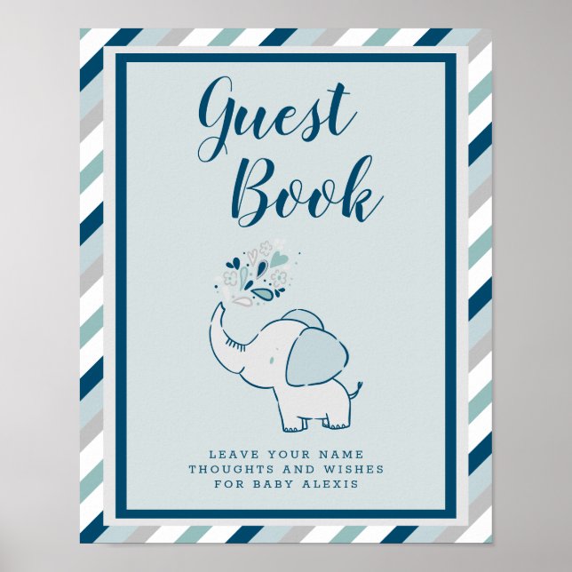 Póster Rótulo de libros para invitados de Baby Shower Nav (Frente)