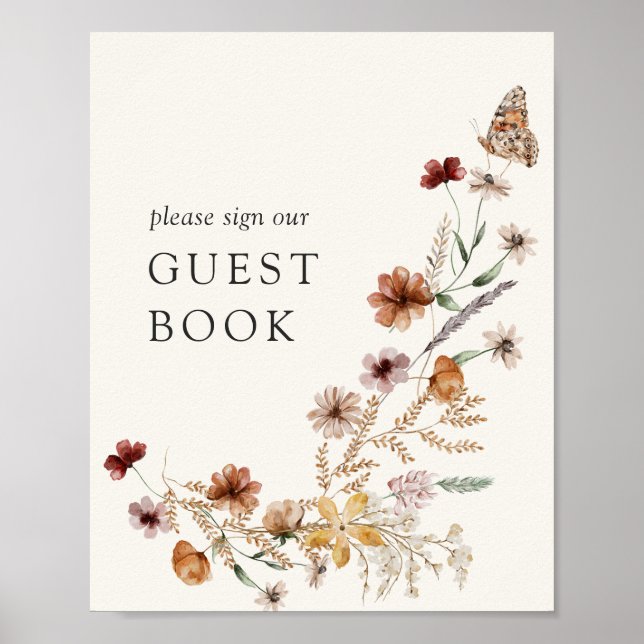 Póster Rótulo de libros para invitados de Boho Fall Wildf (Frente)