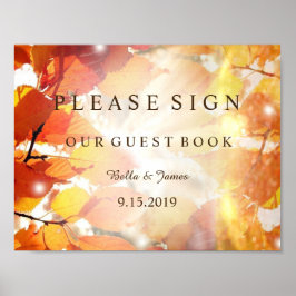 Póster Rótulo de libros para invitados de la boda otoño