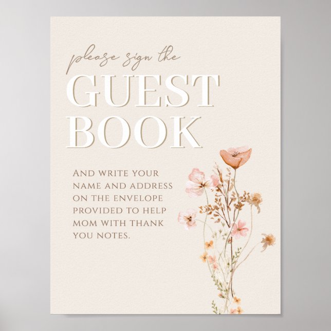 Póster Rótulo De Libros Para Wildflower Baby Shower (Frente)