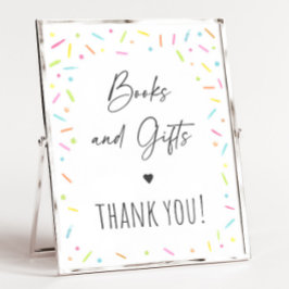 Póster Rótulo de libros y regalos con el arcoiris